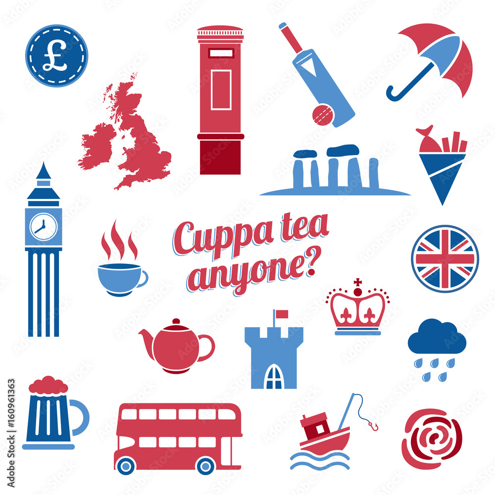 Red and blue Great Britain icon vector set. Flat icons for web and mobile Red and blue Great Britain icon vector set. Flat icons for web and mobile