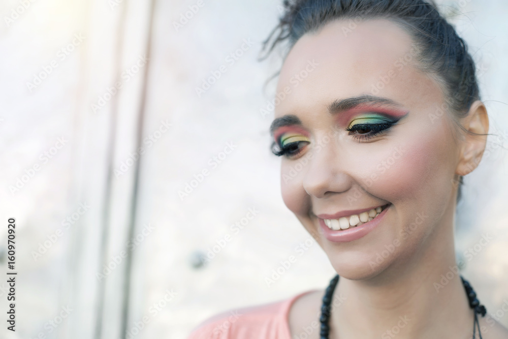 Fashion photo of young magnificent woman. Girl posing. Vogue style photo of a young beauty. Beautiful Brunette Girl. Holiday Makeup. Fashion photo of young magnificent woman. Girl posing. Vogue style photo of a young beauty. Beautiful Brunette Girl. Holiday Makeup.