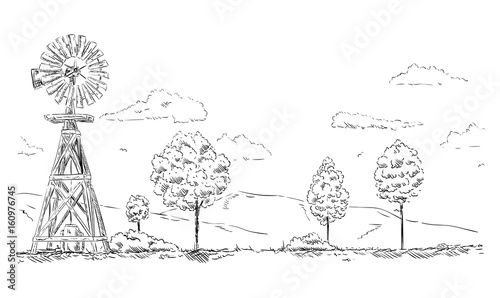 vector - Windmill landscape