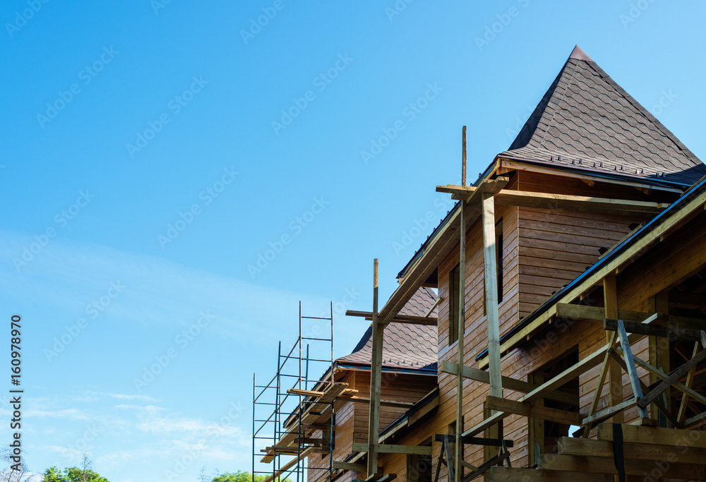 Construction site of new wooden house Construction site of new wooden house