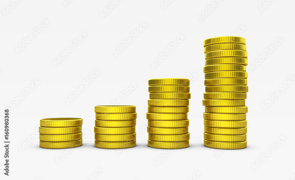 Growing Gold Coins Stack Business Success Concept Growing Gold Coins Stack Business Success Concept