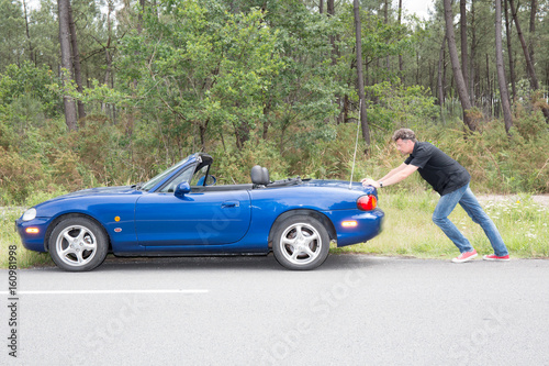 man push car break down in country © OceanProd
