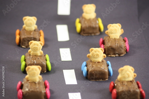 teddy bear racing cars