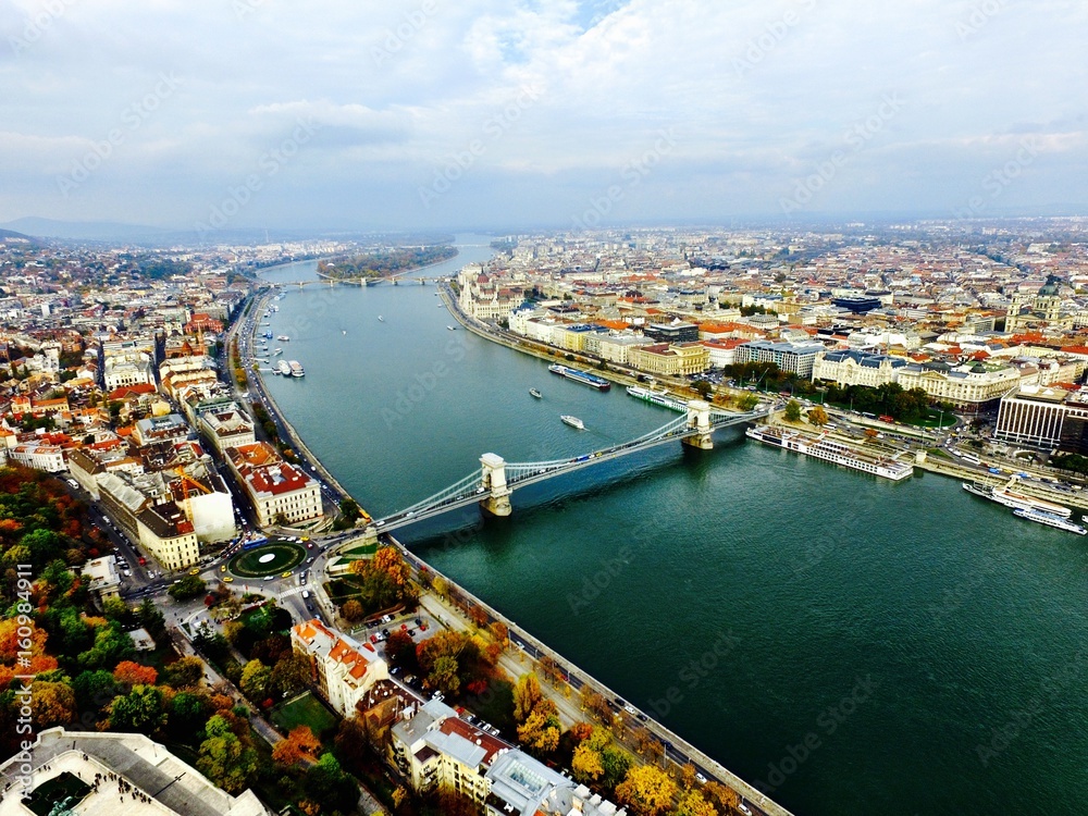 Budapest Bridge Donau from top