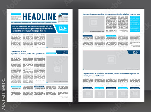 Vector empty newspaper print template design with beige and black elements