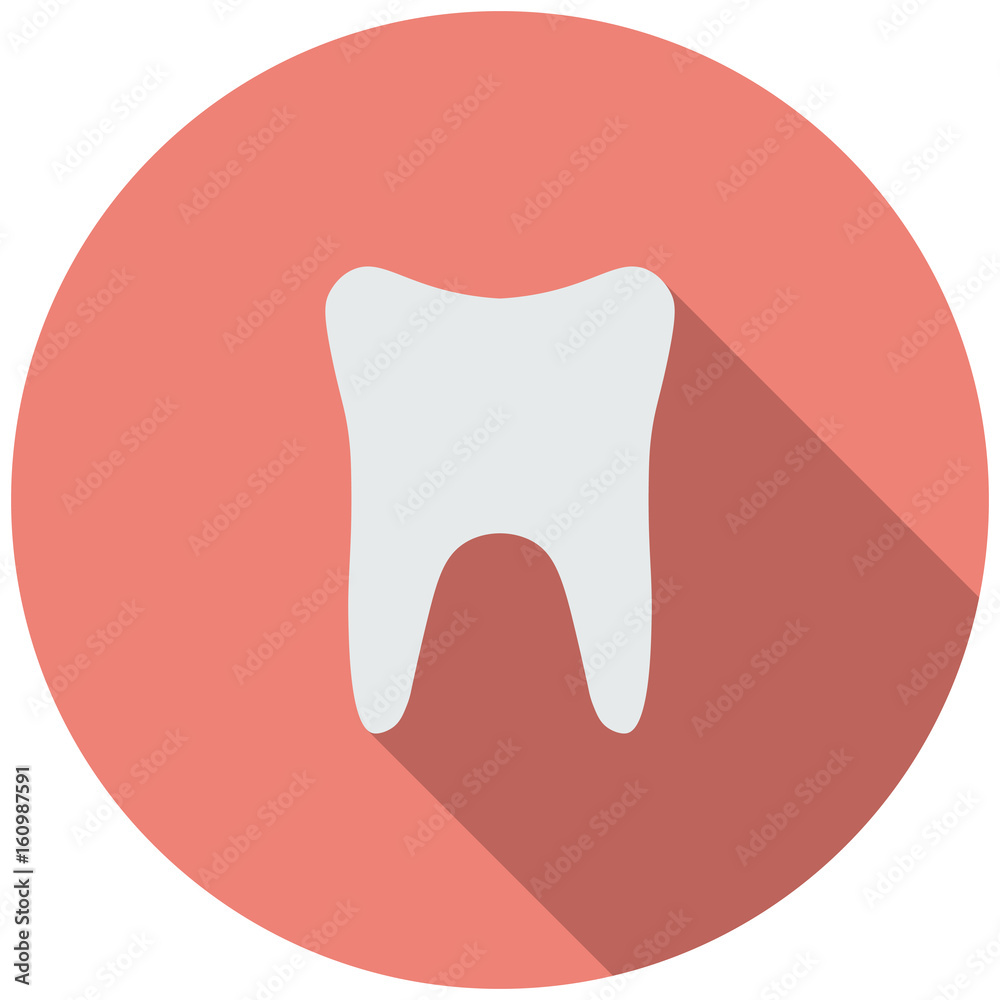 tooth in flat style icon with shadow. Vector illustration. tooth in flat style icon with shadow. Vector illustration.