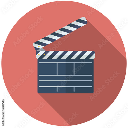 Clapper Numbering in flat style icon with shadow. Vector illustration.