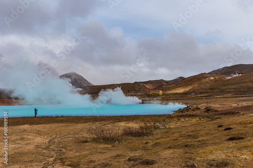 Hverir geothermal area also called Blue Lake near Myvatn lake, Northern Iceland