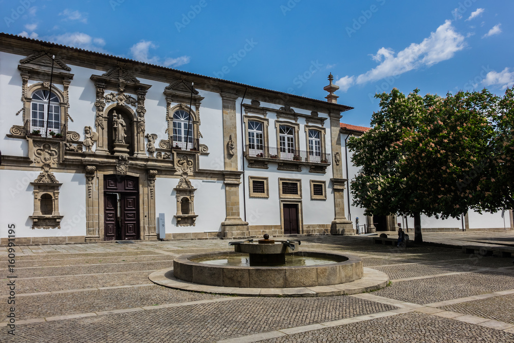 View of former convent of Santa Clara (16th century) now city hall in Guimaraes, North Region, Portugal. Guimaraes city listed as World Heritage by UNESCO.
