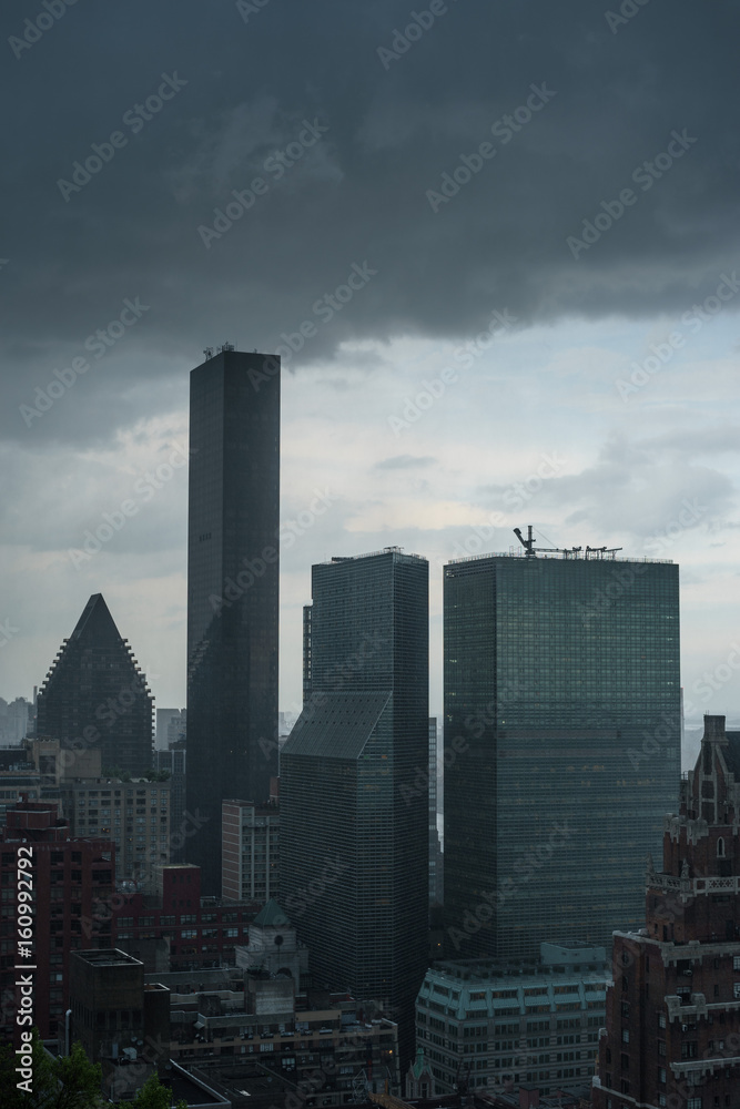 Dark storm clouds gathered over Trump World Tower during a storm in midtown Manhattan. Dark storm clouds gathered over Trump World Tower during a storm in midtown Manhattan.