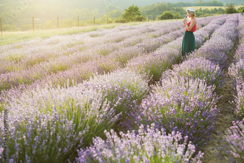 Young woman in Lavender field.