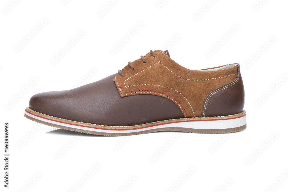 Male Brown Shoe on White Background, Isolated Product, Top View, Studio.
Male Brown Shoe on White Background, Isolated Product, Top View, Studio.