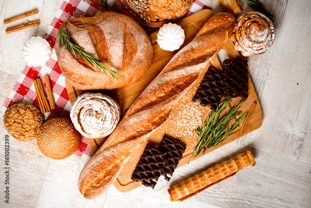 Fresh bread on the table