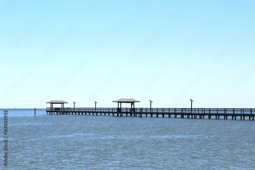 Pier and Cabanas Gulf Coast Texas