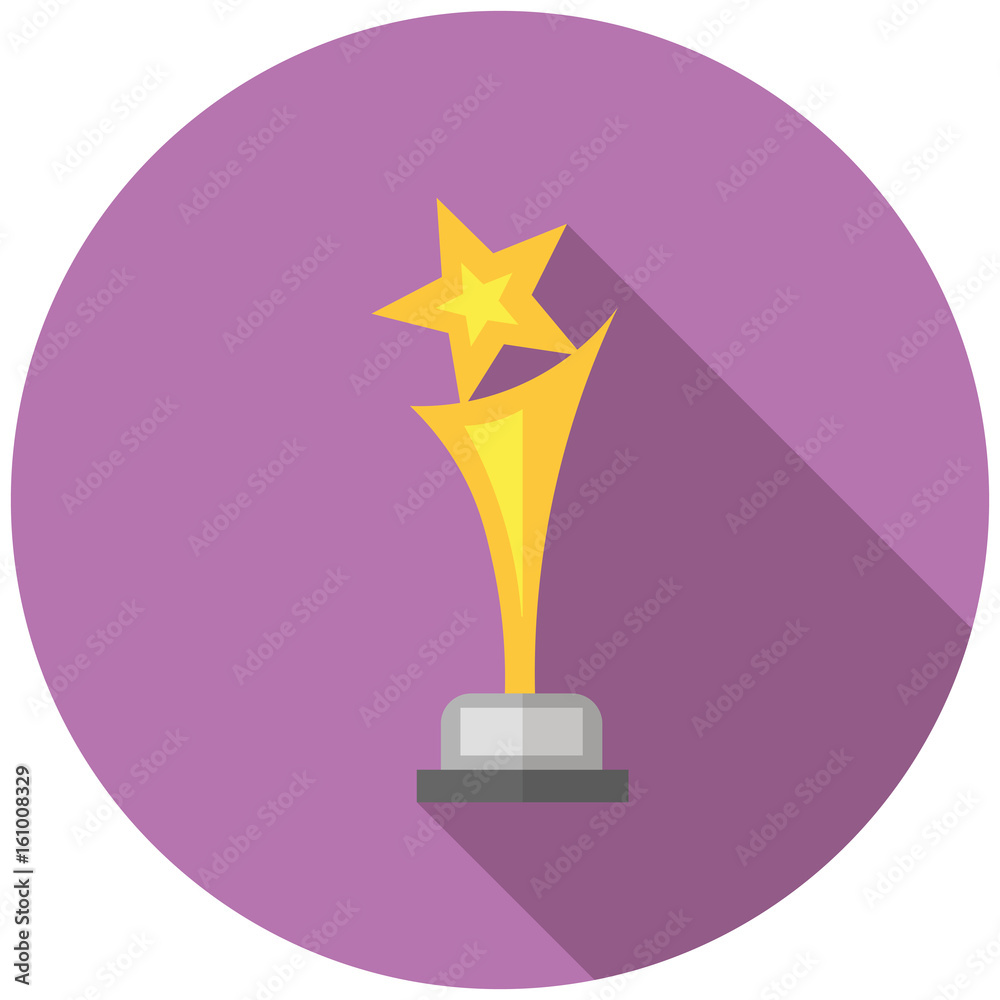 Obraz premium Star statuette in flat style icon with shadow. Vector illustration.