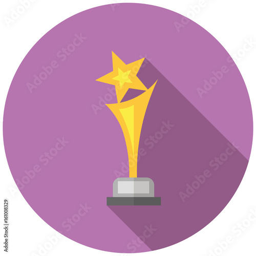 Star statuette in flat style icon with shadow. Vector illustration.