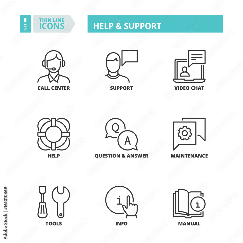 Thin line icons. Help and support Thin line icons. Help and support