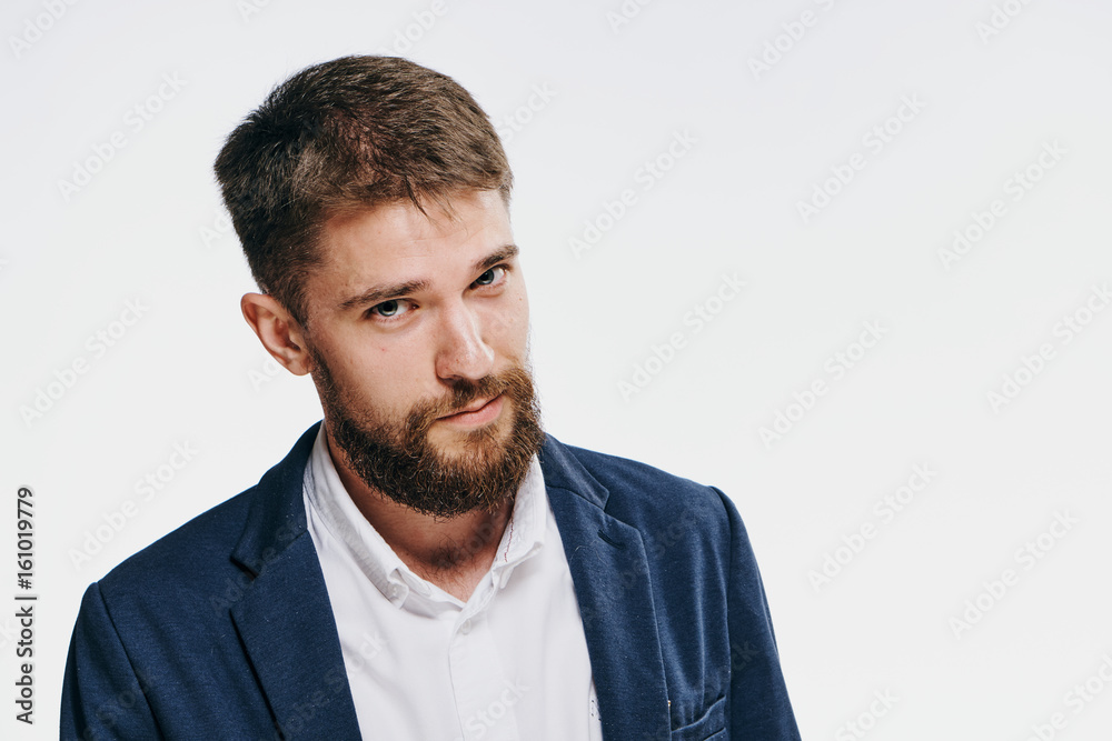 Fototapeta premium Businessman, businessman with a beard, businessman on a light background