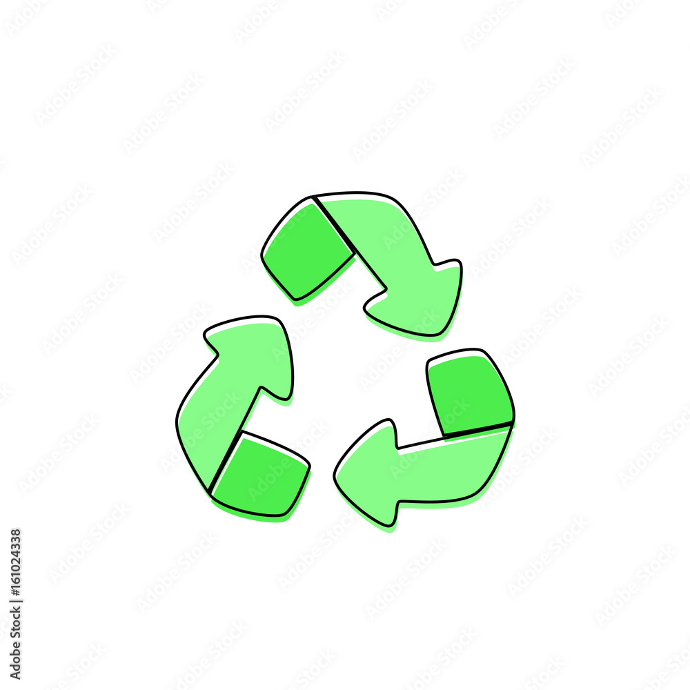 Green Recycle sign isolated, vector