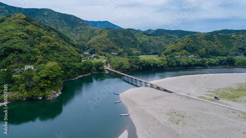 勝間沈下橋（高知県四万十川）　空撮 photo