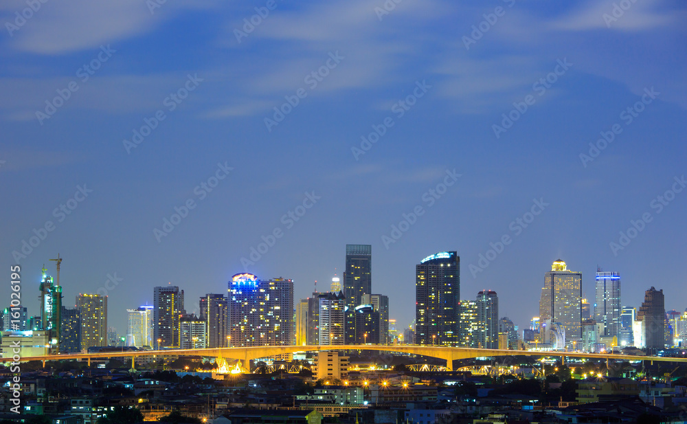 Bangkok city, Thailand at twilight. The center of town.