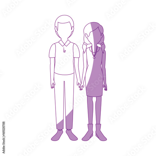young couple cartoon icon vector illustration graphic design