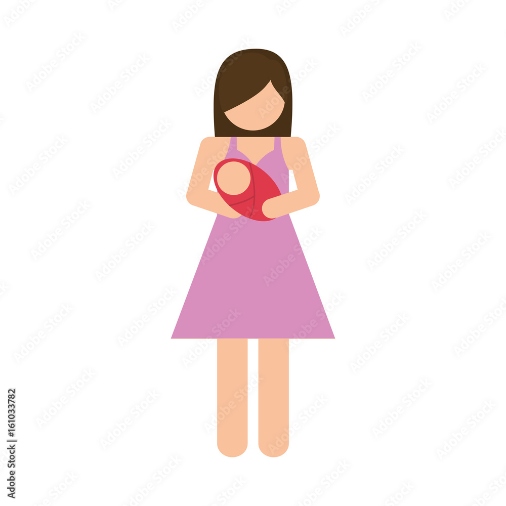 pictogram woman holding a baby icon over white background vector illustration