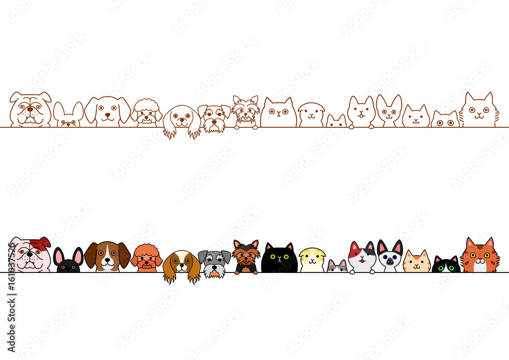 cute dogs and cats border set Stock Vector Adobe Stock