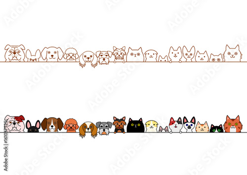 cute dogs and cats border set © Studio Ayutaka