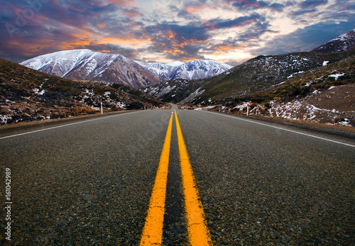 mountain road in arthur's pass national park new zealand ,most popular traveling route in new zealand