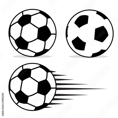 Football ball flat design set with isolated on white background vector. Soccer ball pictogram. Football logo design vector illustration