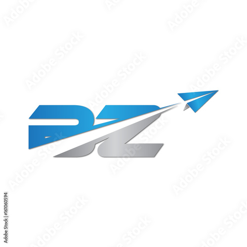 initial letter BZ logo origami paper plane