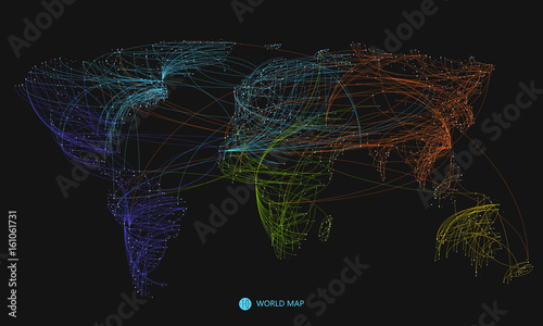 Point, line composition of the world map, the implication of network connection.