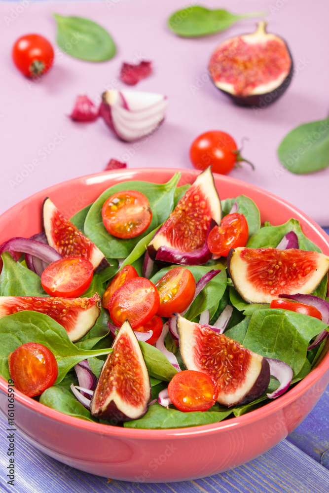 Fresh fruit and vegetable salad in glass bowl, healthy nutrition concept Fresh fruit and vegetable salad in glass bowl, healthy nutrition concept