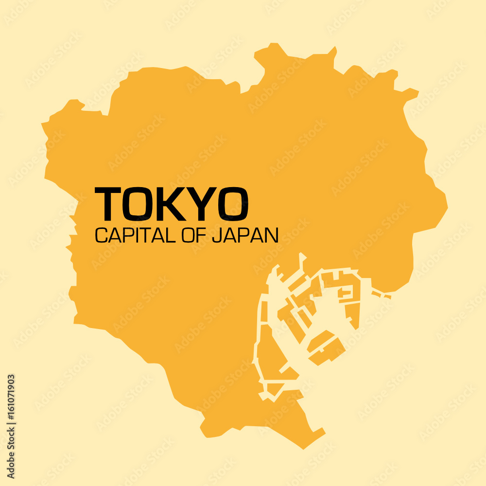 Naklejka premium prosta mapa konturowa japońskiej stolicy Tokio
