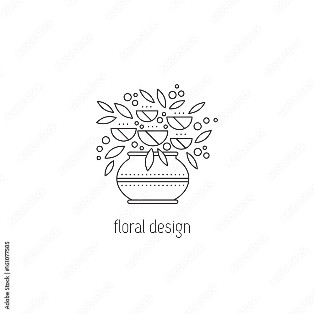 Obraz premium Floral design line icon