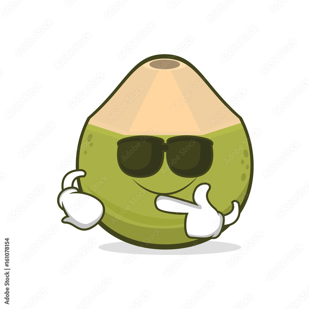 Super cool green coconut cartoon character Stock Vector | Adobe Stock