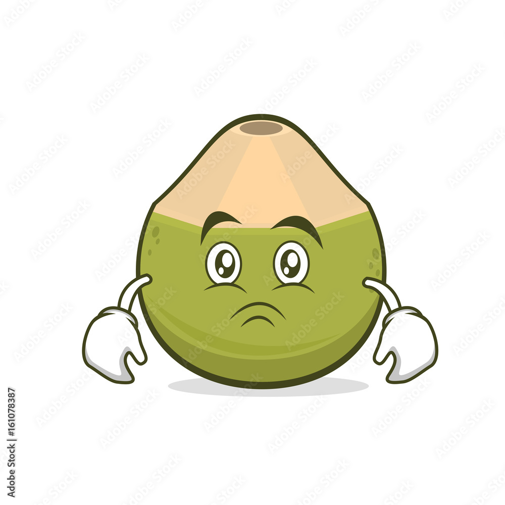Moody green coconut cartoon character Stock Vector | Adobe Stock