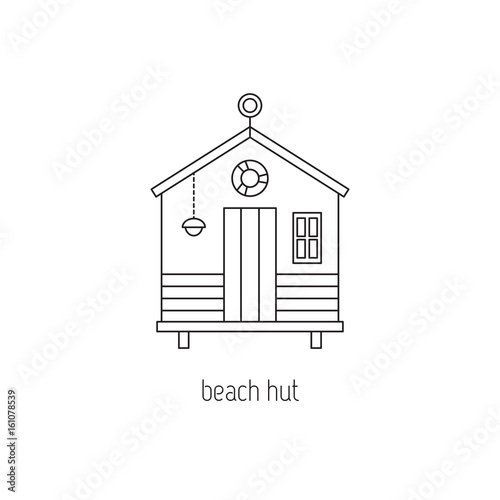 Beach hut line icon