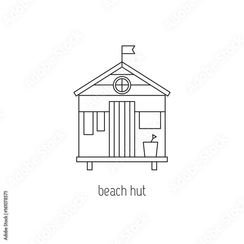 Beach hut line icon