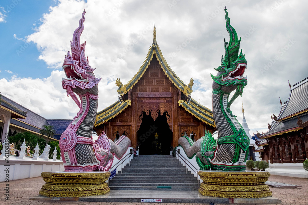 Obraz premium Ban Den temple is a Thai temple which is located in the northern part of Thailand It is one of the most beautiful and famous Thai temples in Chiang Mai