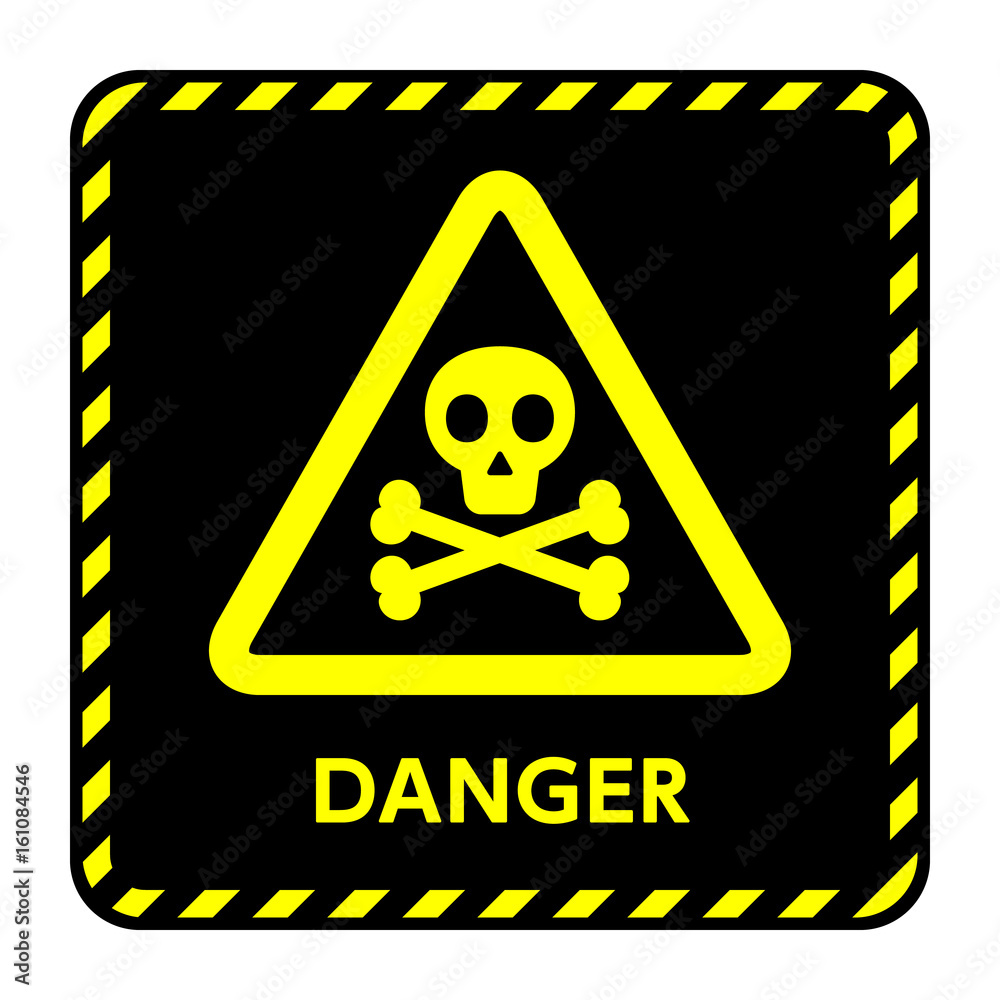 サイン 危険 ドクロ 骨 骸骨 黄色 三角 Stock Vector Adobe Stock