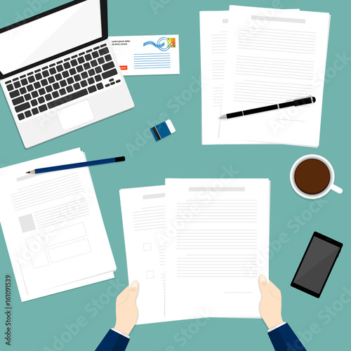 hold paper document business top notebook vector