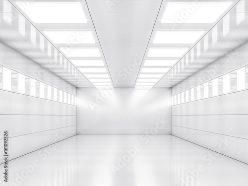 Abstract modern architecture background, empty white open space interior. 3D rendering