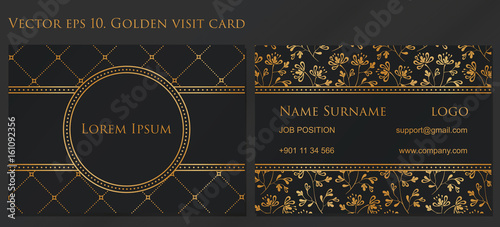 VECTOR eps 10. Design for Visiting card and business card with elegant flowers. In CMYK. Front page and back page. 90mm - 50mm
