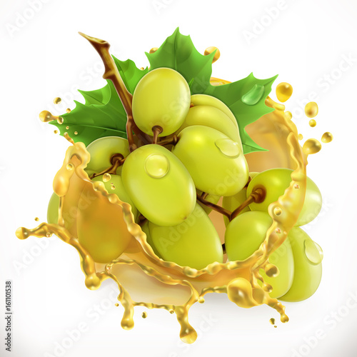 Grape juice. Fresh fruit, 3d vector icon