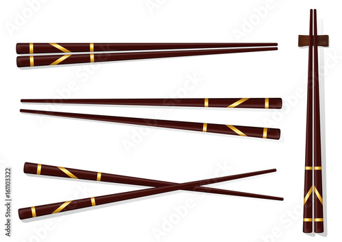 Chopsticks. Set Accessories for Sushi Isolated on White Background