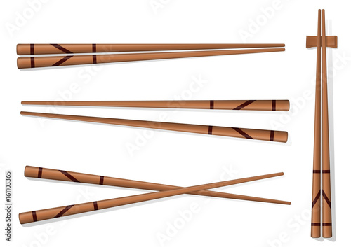 Chopsticks. Set Accessories for Sushi Isolated on White Background