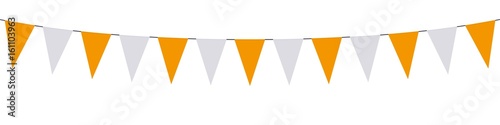 Guirlande, fanions oranges et blancs