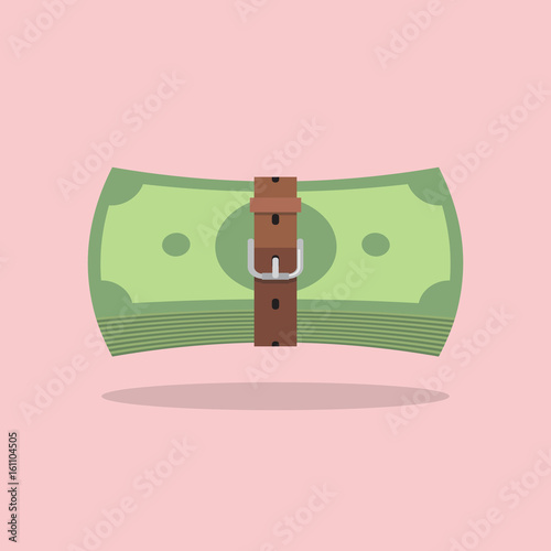 Money bills with a tight belt